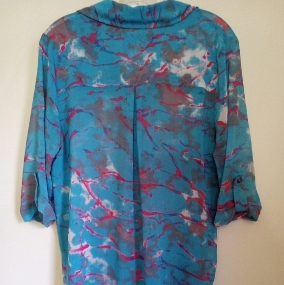 Rory Beca popover sheer abstract watercolor blouse - Picture 8 of 9